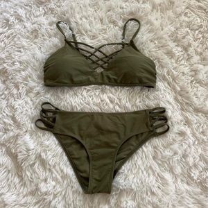 hollister olive green bikini